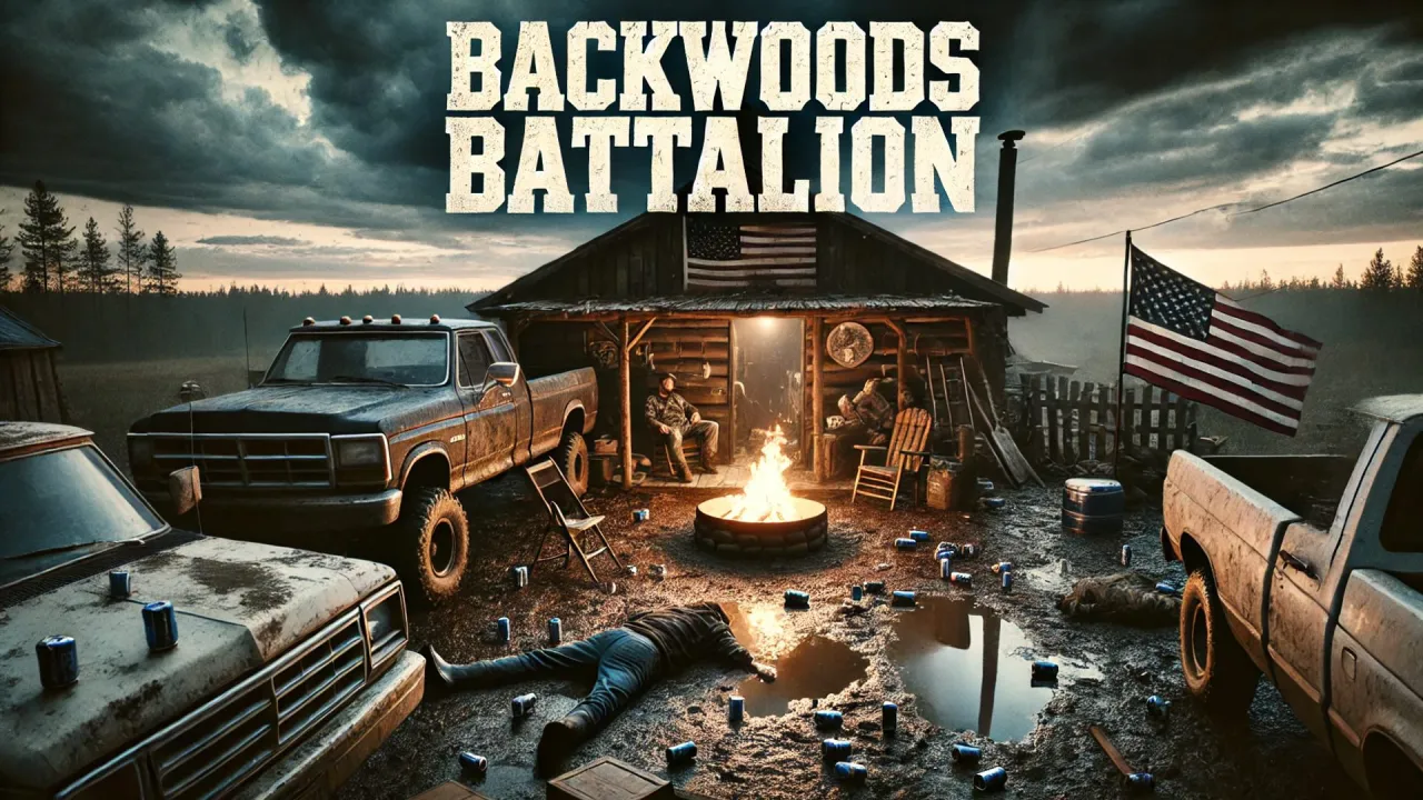 Backwoods camp and trucks